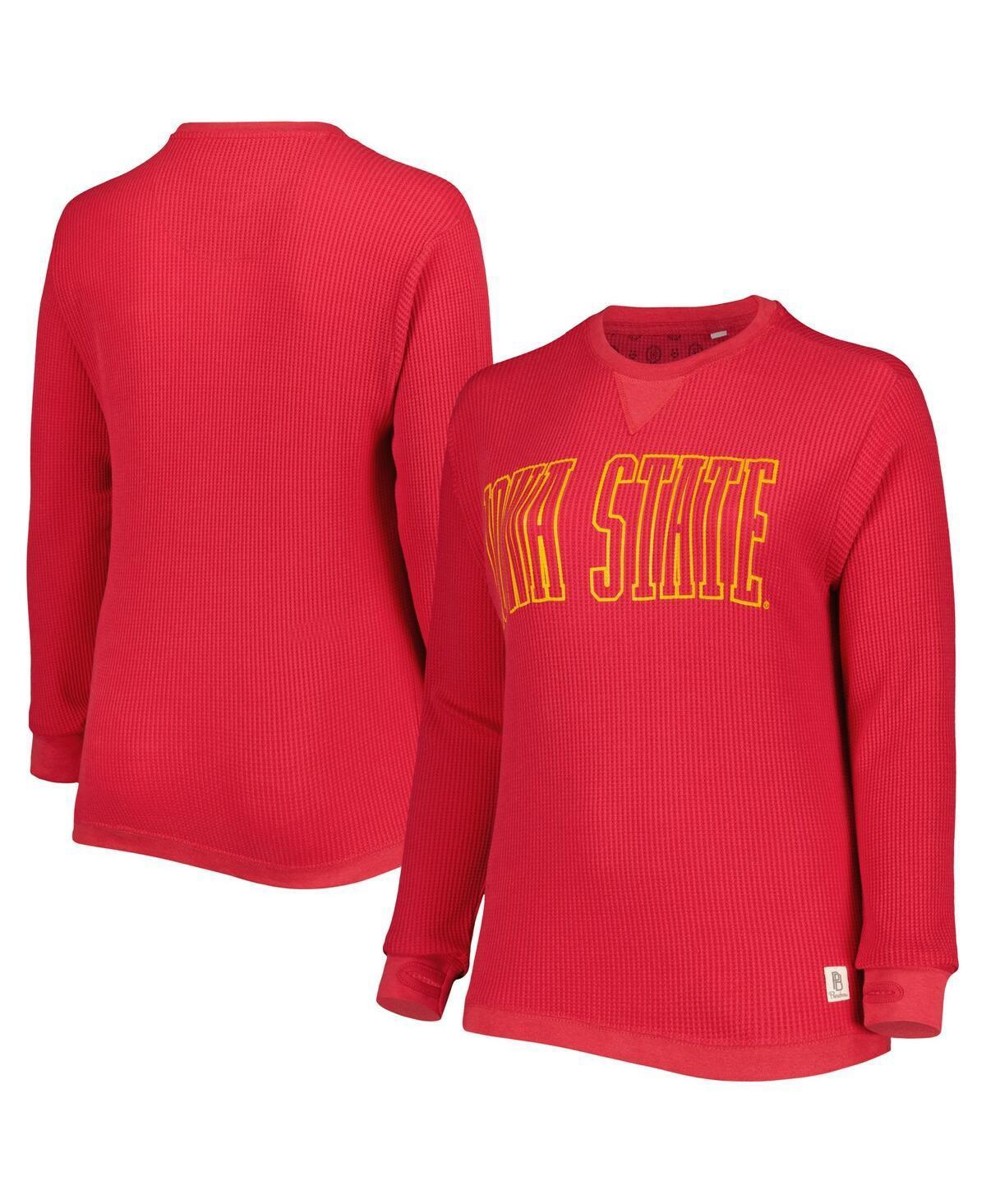 Womens Pressbox Cardinal Iowa State Cyclones Surf Plus Size Southlawn Waffle-Knit Thermal Tri-Blend Long Sleeve T-Shirt Red Product Image