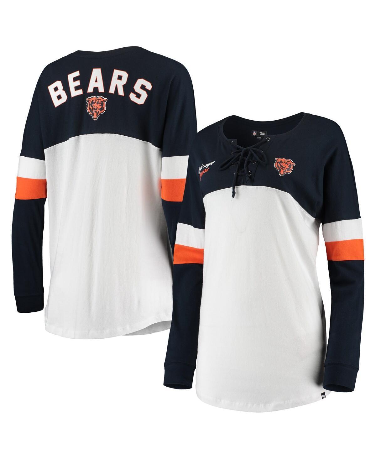 Womens New Era /Navy Chicago Bears Athletic Varsity Lace-Up V-Neck Long Sleeve T-Shirt Product Image