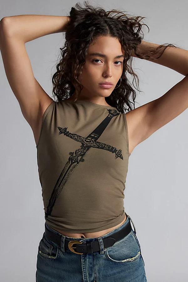 Dagger Graphic High Neck Tank Top Womens at Urban Outfitters Product Image