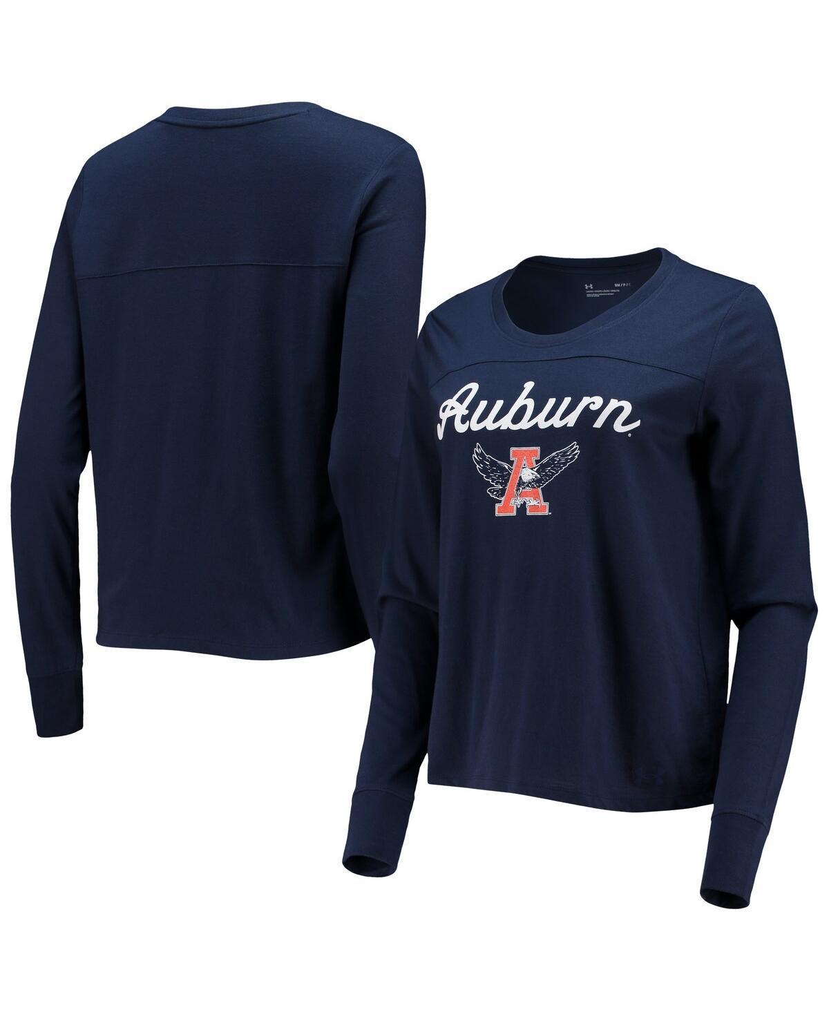 Womens Under Armour Auburn Tigers Vault Cropped Long Sleeve T-Shirt Blue Product Image