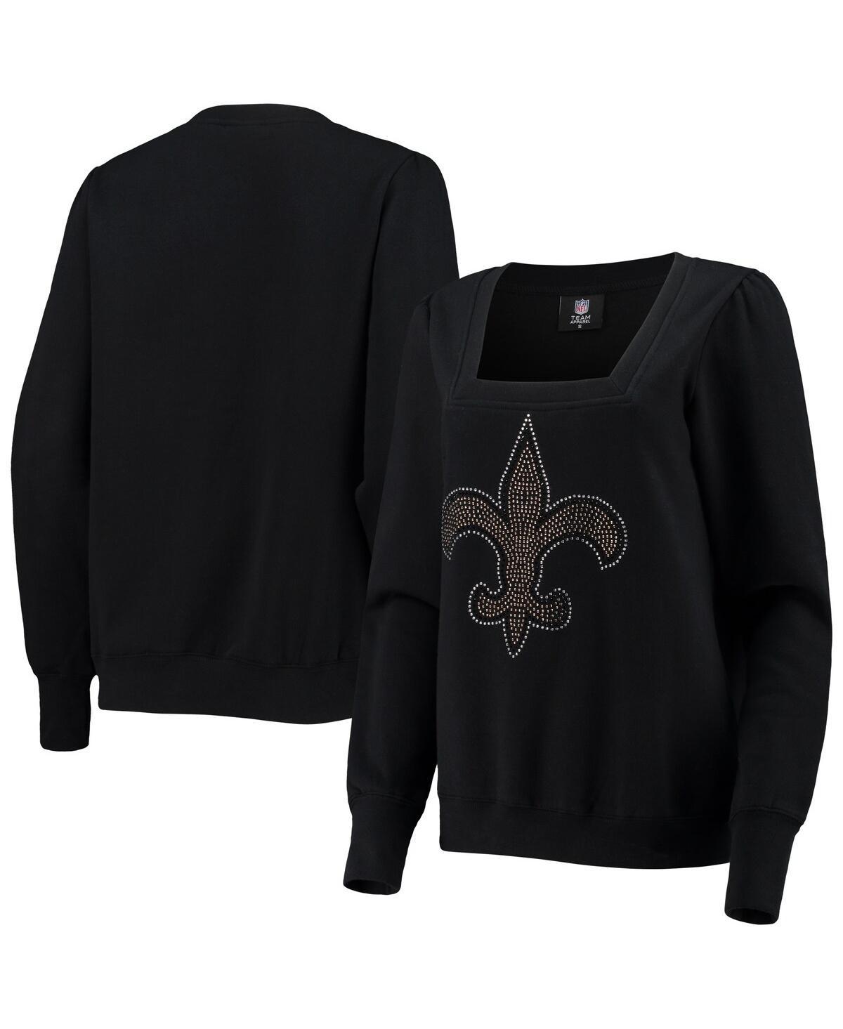 Womens Cuce Black New Orleans Saints Winners Square Neck Pullover Sweatshirt Product Image