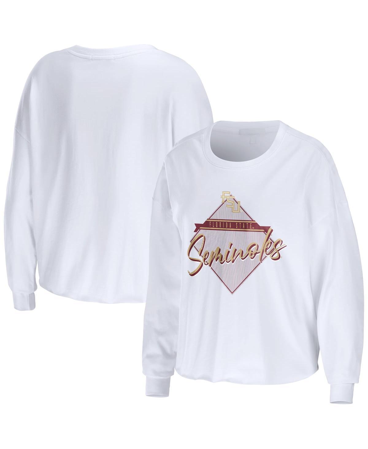 Womens WEAR by Erin Andrews Florida State Seminoles Diamond Long Sleeve Cropped T-Shirt Product Image