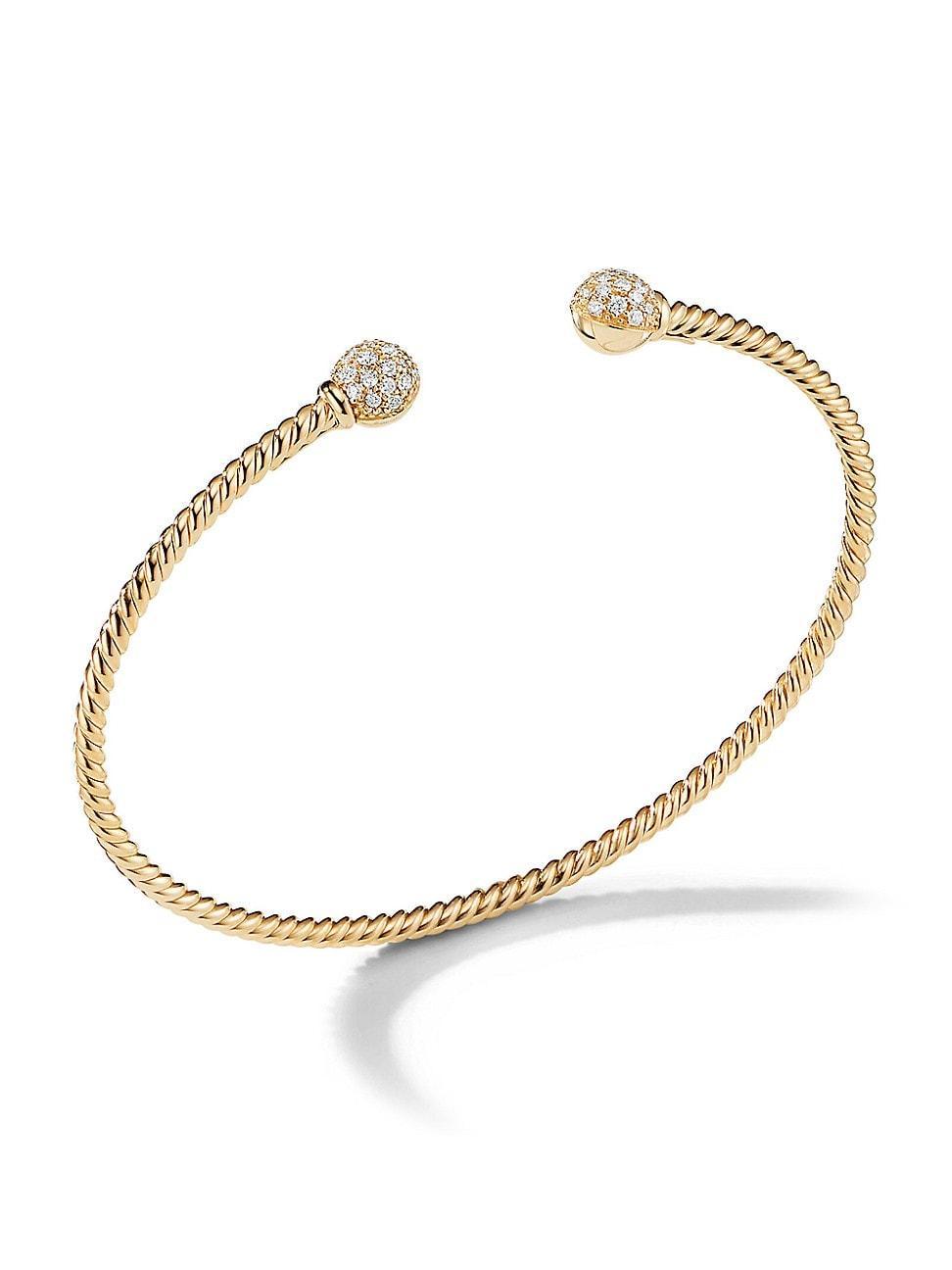 Womens Petite Solari Bead Bracelet in 18K Yellow Gold with Pav Diamonds Product Image