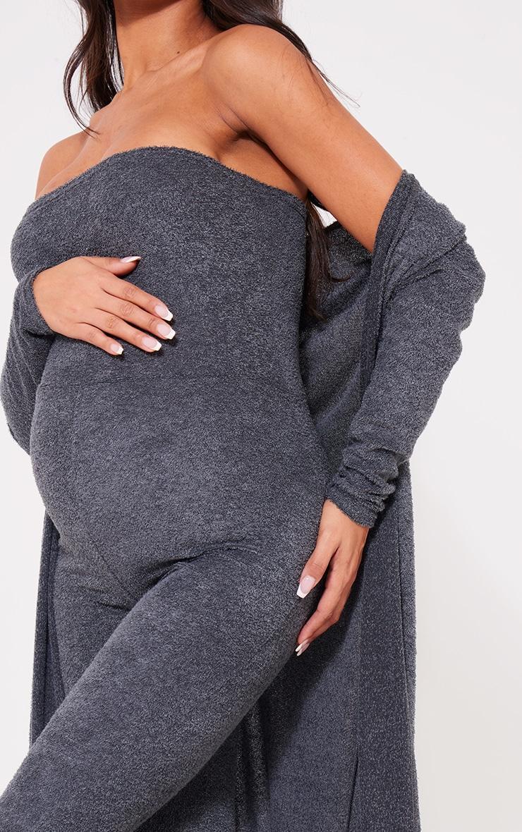 Maternity Dark Grey Towel Texture Over The Bump Jumpsuit Product Image