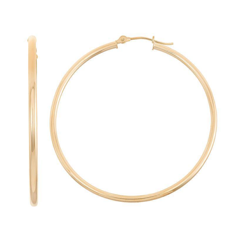 Jordan Blue 14k Gold Tube Hoop Earrings - 50 mm, Womens, Yellow Product Image