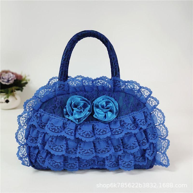 Flower Accent Lace Bowler Bag Product Image