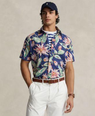 Mens Floral Seersucker Cotton Shirt Product Image