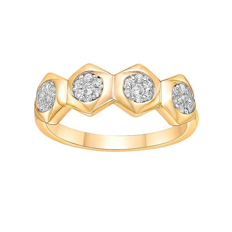 Gemminded 10k Gold 1/4 Carat T.W. Diamond Hexagon Ring, Womens Product Image