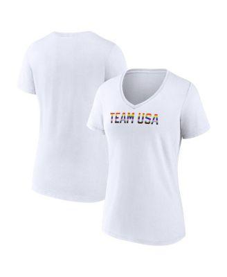 Womens Fanatics Branded White Team USA Pride Striped V-Neck T-Shirt Product Image