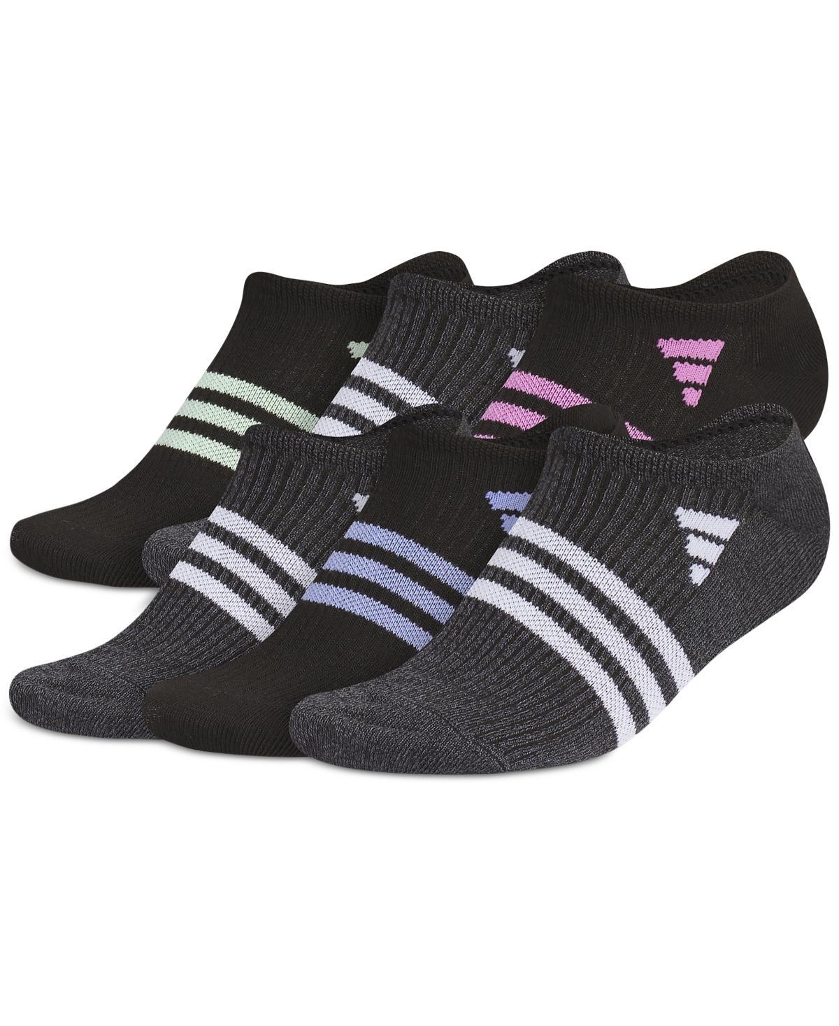 adidas Womens 6-Pk. Superlite 3.0 No Show Socks - Black/SolarBlue Product Image