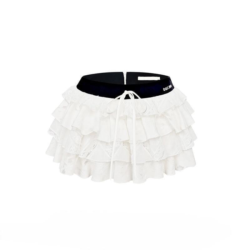 Low Rise Layered Mini A-Line Skirt Product Image