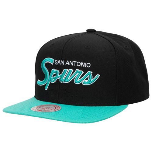 Mitchell & Ness Mens San Antonio Spurs Mitchell & Ness Spurs Team Script 2.0 Snapback - Mens Black/White Product Image