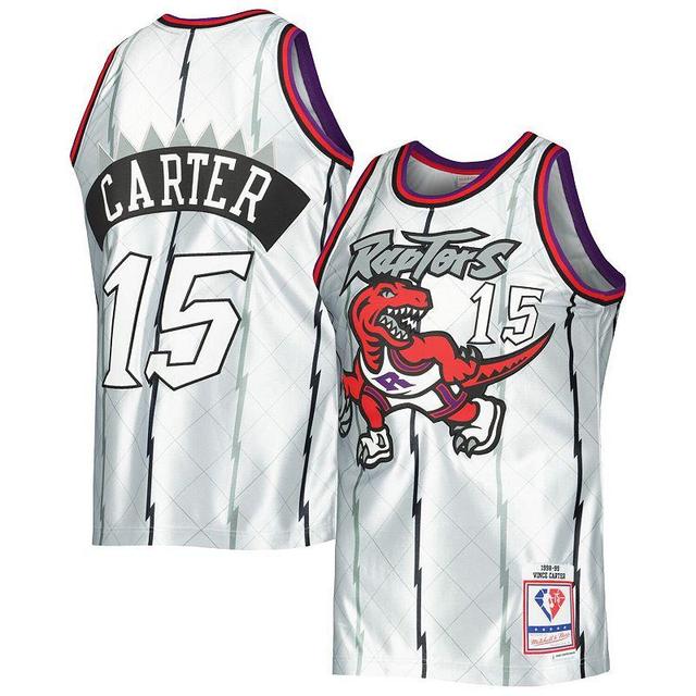 Mens Mitchell & Ness Vince Carter Platinum Toronto Raptors 1998/99 Hardwood Classics 75th Anniversary Swingman Jersey Product Image