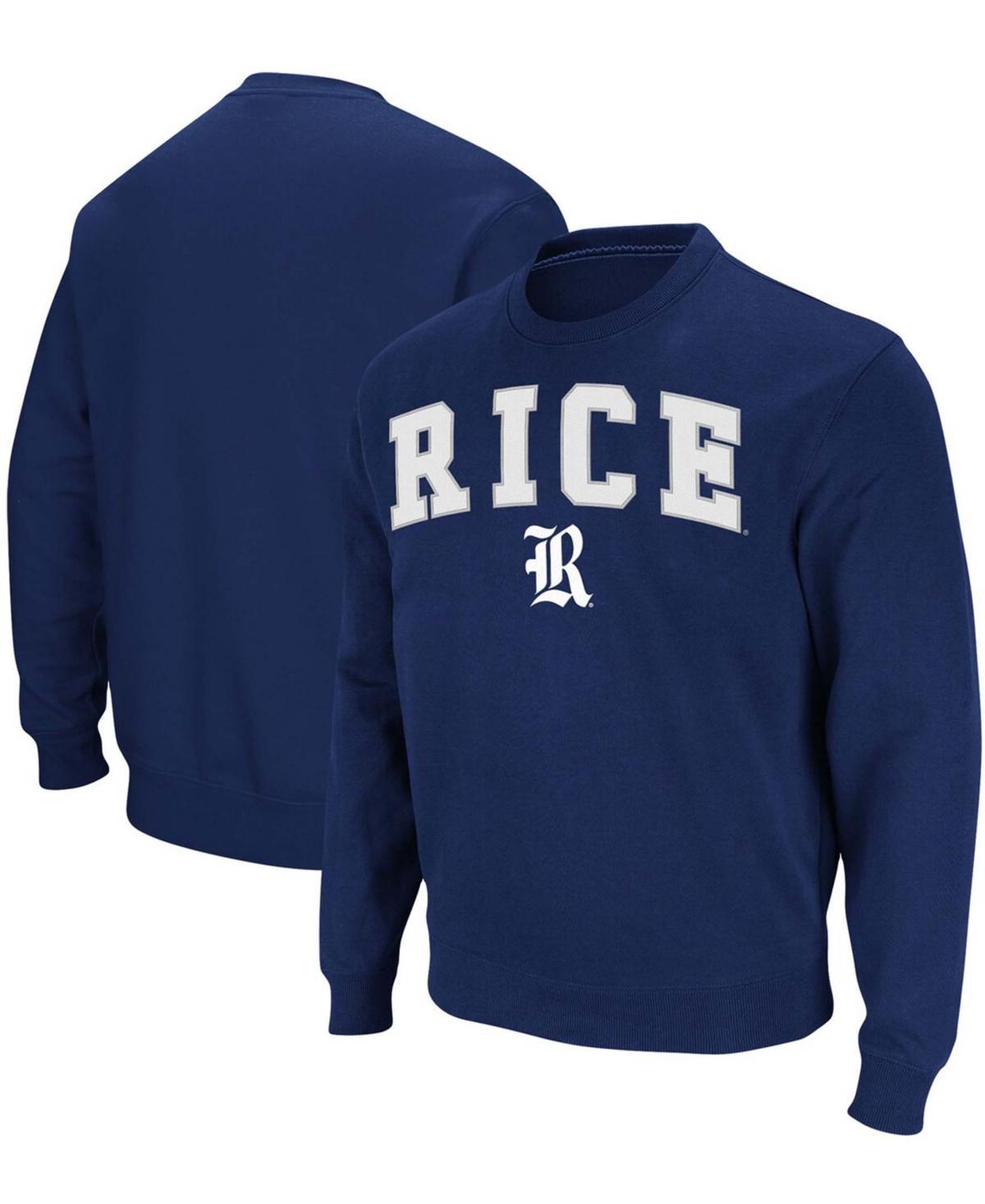 Mens Colosseum Navy Rice Owls Arch & Logo Tackle Twill Pullover Sweatshirt Rce Blue Product Image