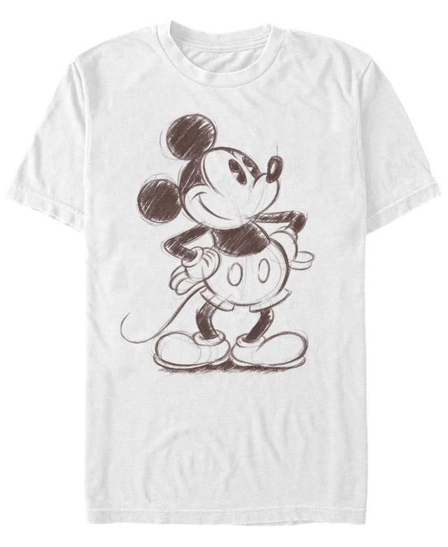 Disneys Mickey Mouse Mens Pencil Sketch Original Graphic Tee White Product Image