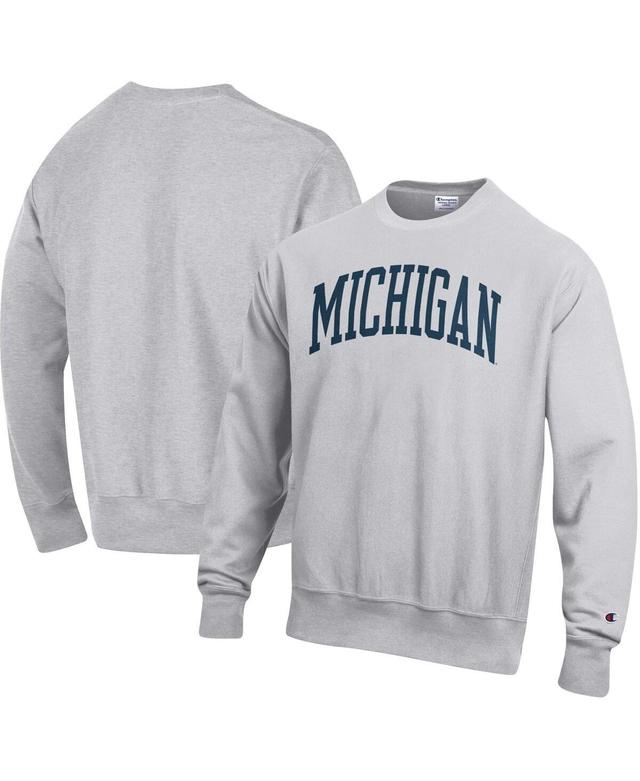 Mens Champion Ash Michigan Wolverines Big & Tall Reverse Weave Fleece Crewneck Pullover Sweatshirt Product Image