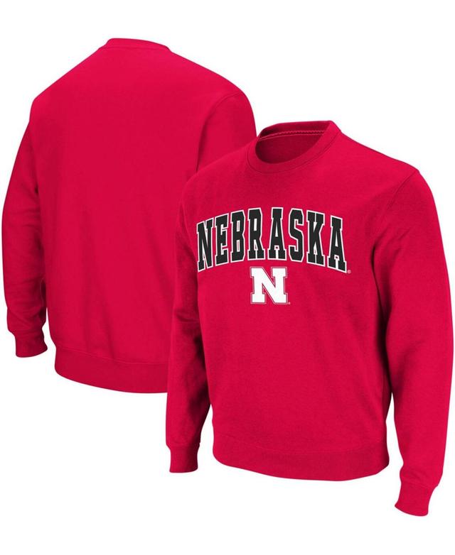 Mens Colosseum Heather Gray Nebraska Huskers Arch & Logo Pullover Sweatshirt Product Image