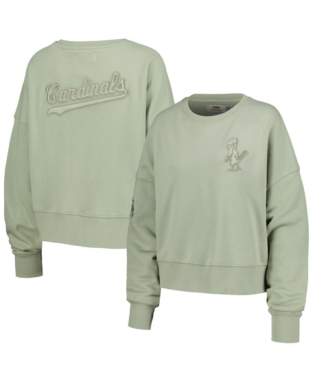 Pro Standard Womens Green St. Louis Cardinals Neutral Oversized Boxy Cropped Pullover Sweatshirt Product Image