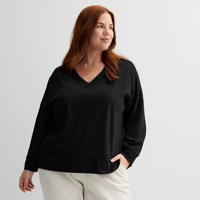 Plus Size Tek Gear Stretch Fleece V-Neck Top, Womens Product Image