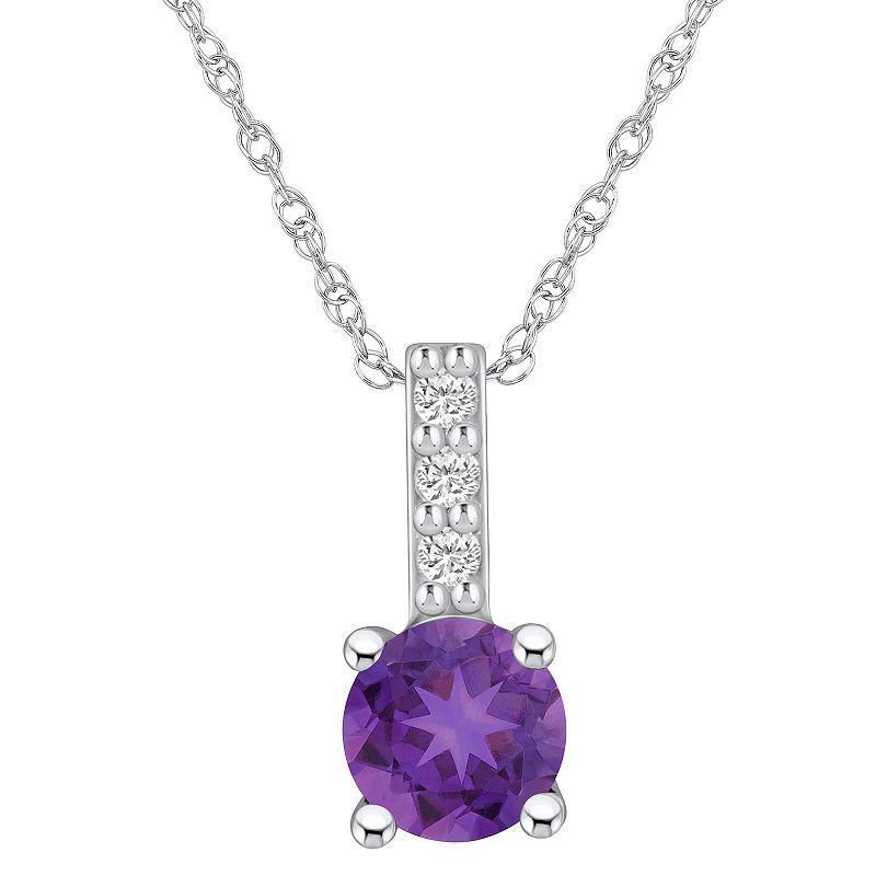 Alyson Layne 14k White Gold Round Amethyst & Diamond Accent Pendant Necklace, Womens Product Image