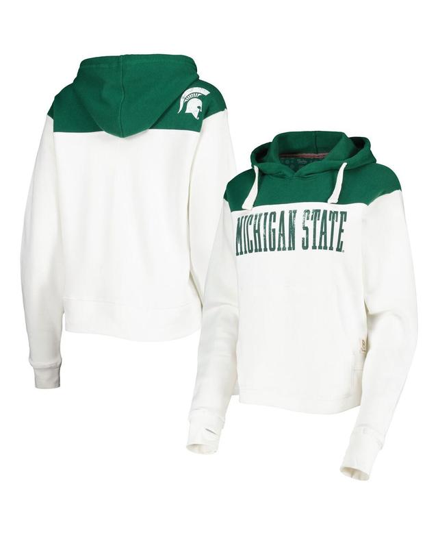 Womens Pressbox White Michigan State Spartans Chicago 2-Hit Yoke Pullover Hoodie - White Product Image