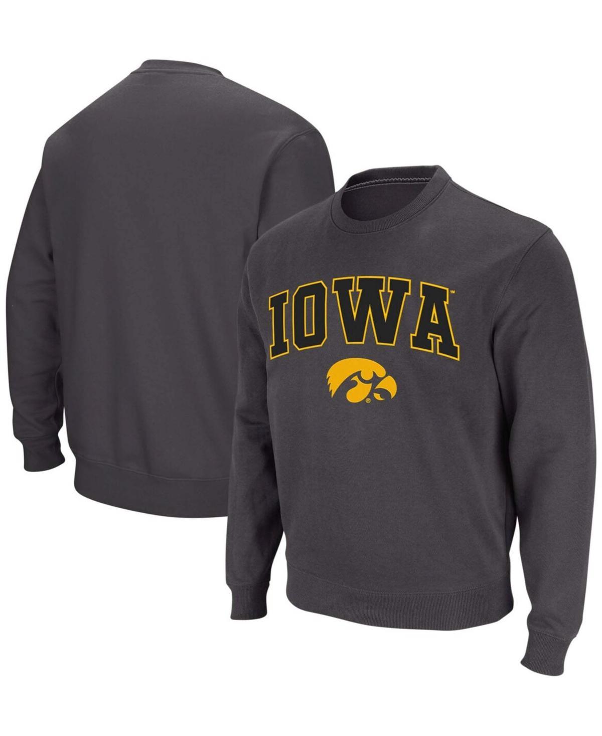 Mens Colosseum Charcoal Iowa Hawkeyes Arch & Logo Crew Neck Sweatshirt Product Image