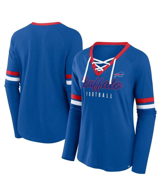 Fanatics Womens Royal Buffalo Bills Won and Done Lace-Up Long Sleeve Fashion Top - Royal Product Image