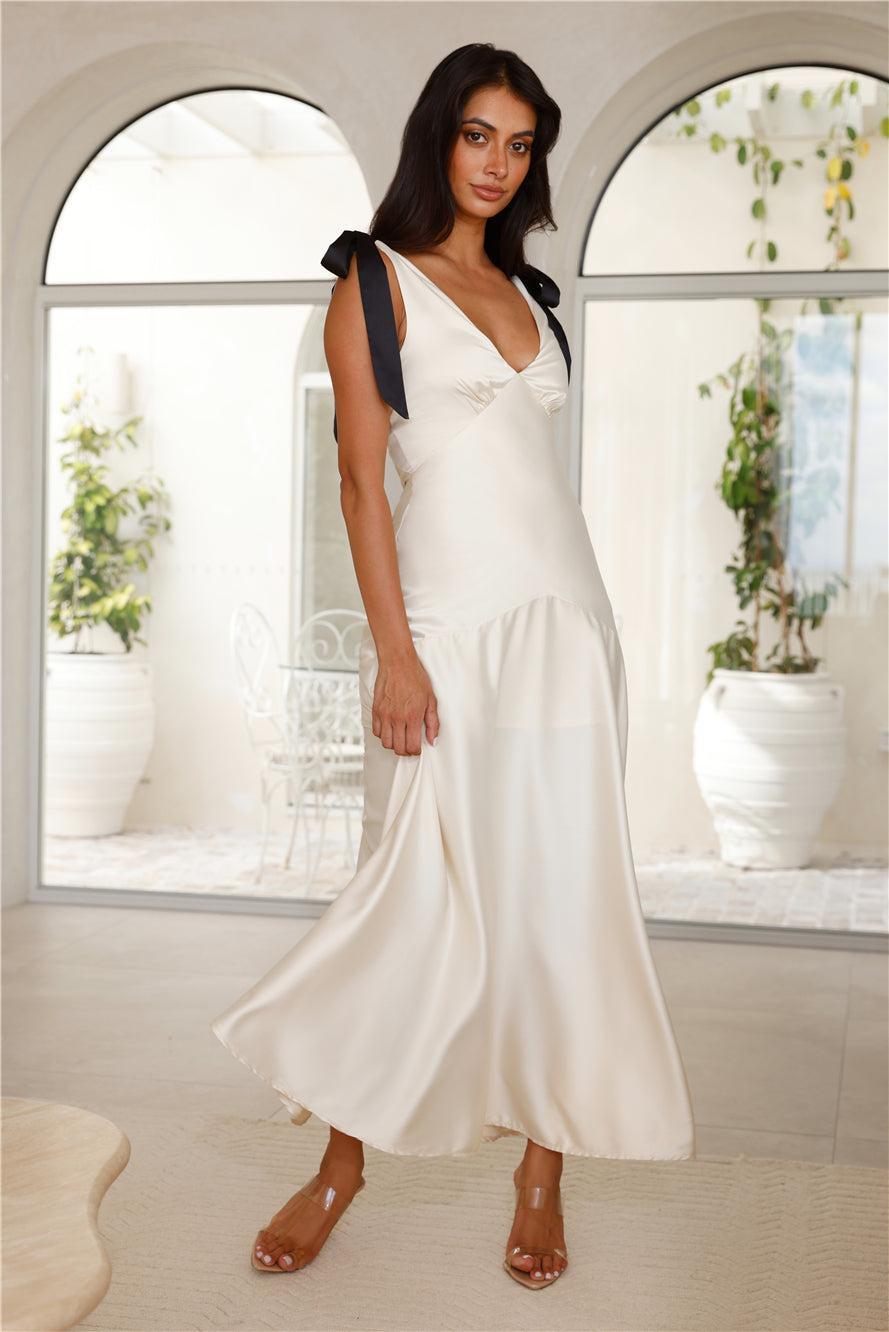 Petals And Promises Satin Maxi Dress Champagne Product Image