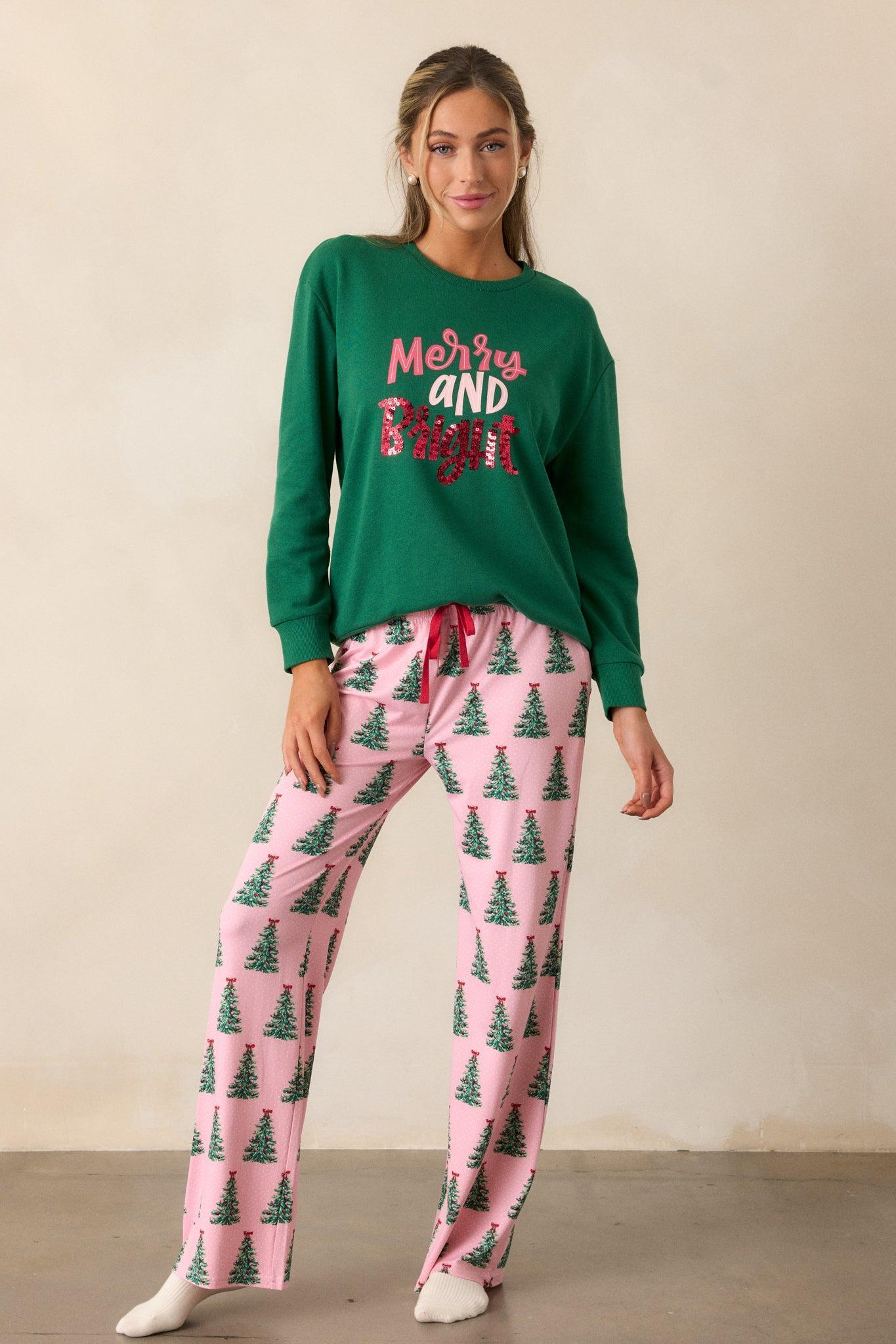 Pine and Peppermint Pink Pajama Pants Product Image