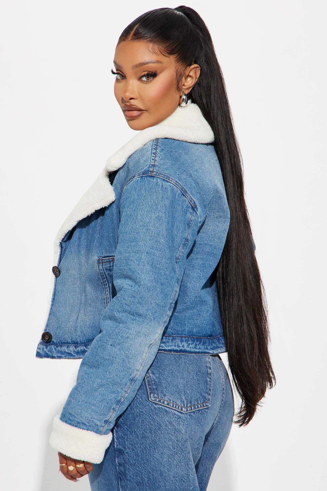 Mila Denim Shearling Jacket - Medium Wash Product Image