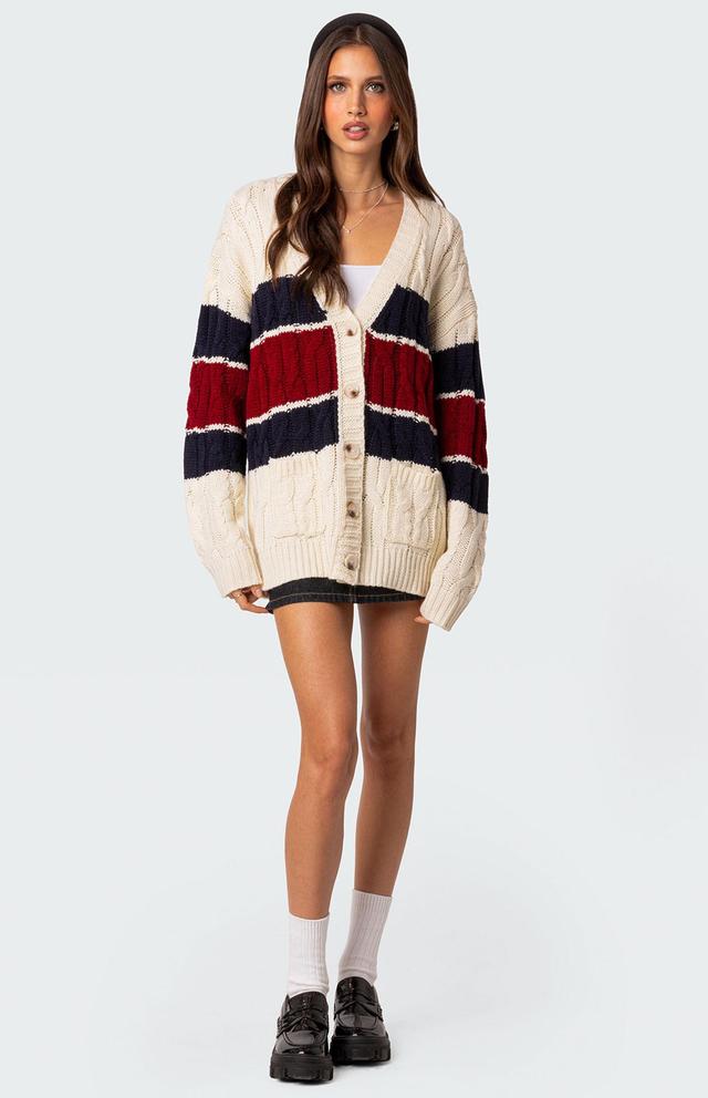 Edikted Women's Tinsley Oversized Cable Knit Cardigan Product Image