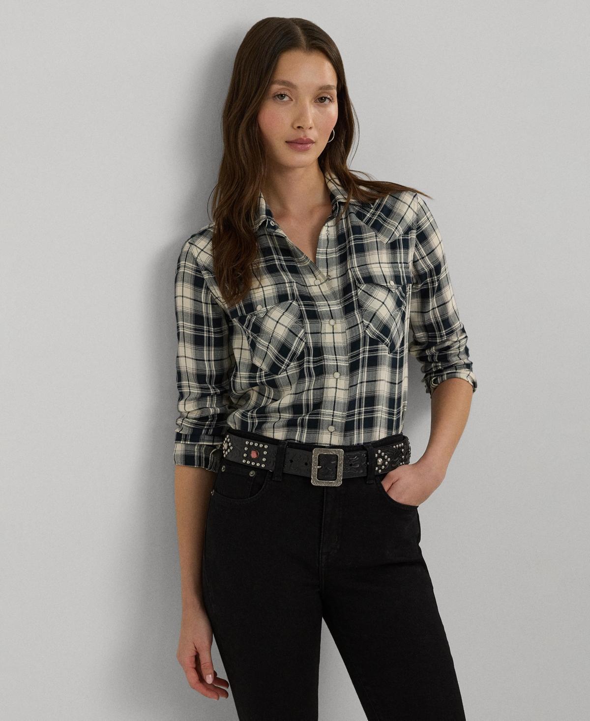 Lauren Ralph Lauren Womens Embroidered Plaid Shirt product image