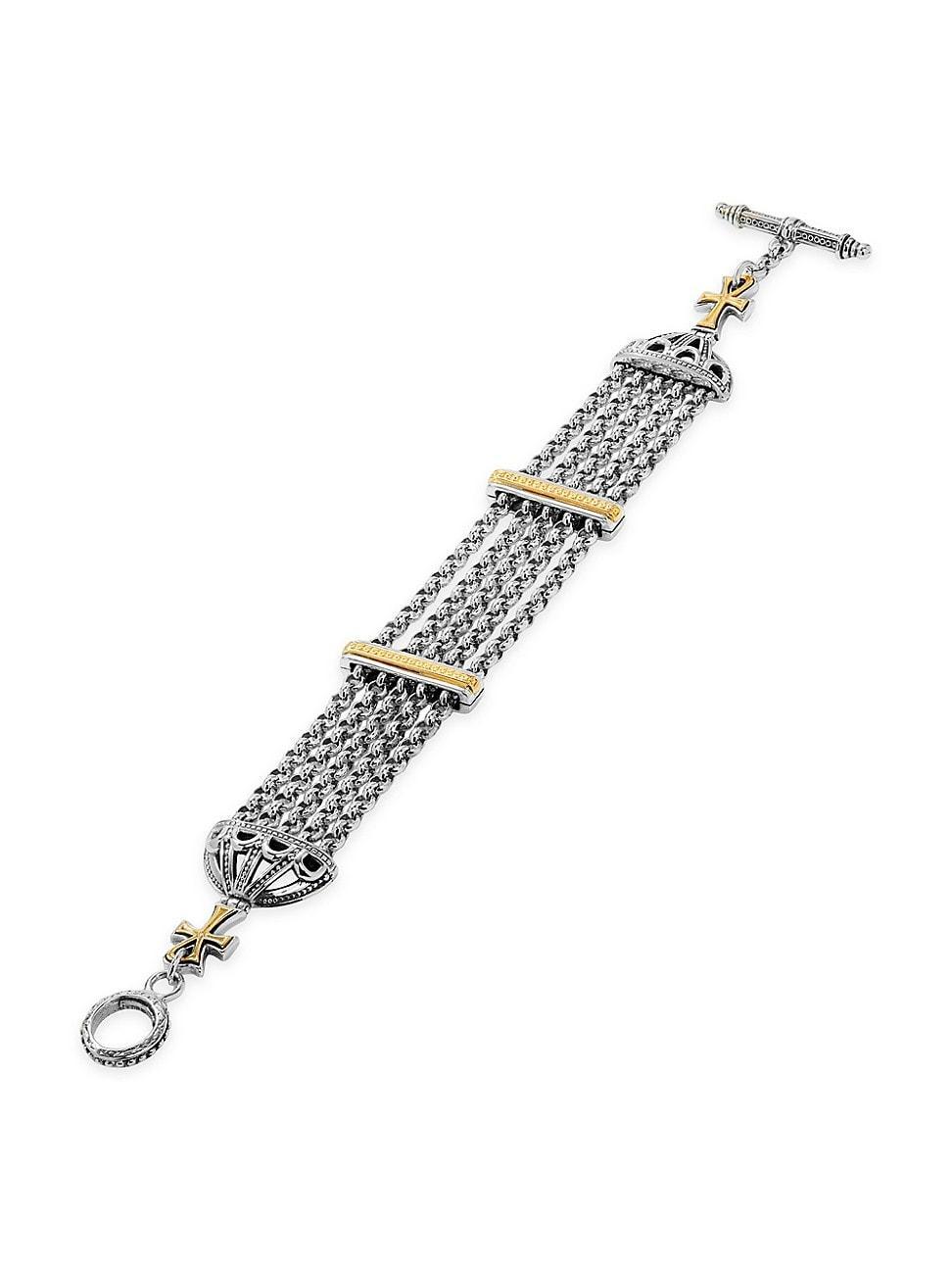 Dome Sterling Silver and 18K Gold 5-Chain Bracelet Product Image