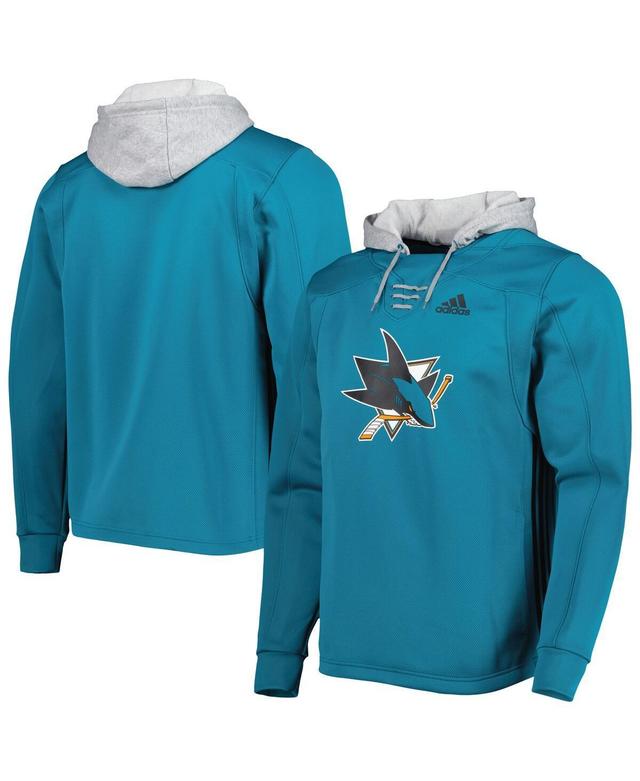 Mens adidas Teal San Jose Sharks Skate Lace Primeblue Team Pullover Hoodie Product Image