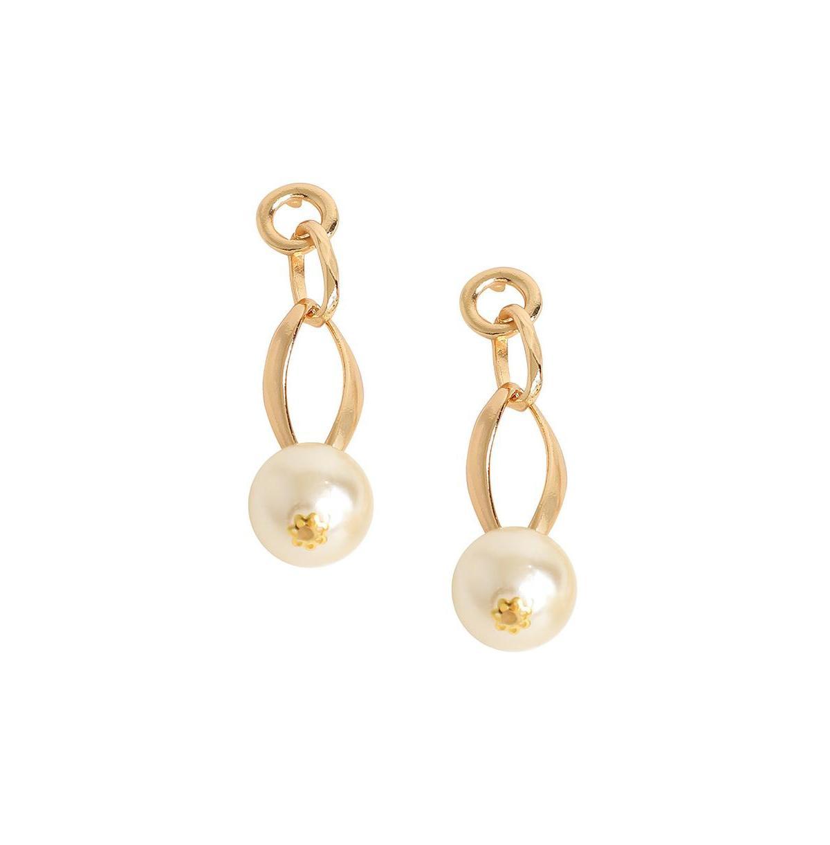 Sohi Womens White Snowball Chain Drop Earrings Product Image