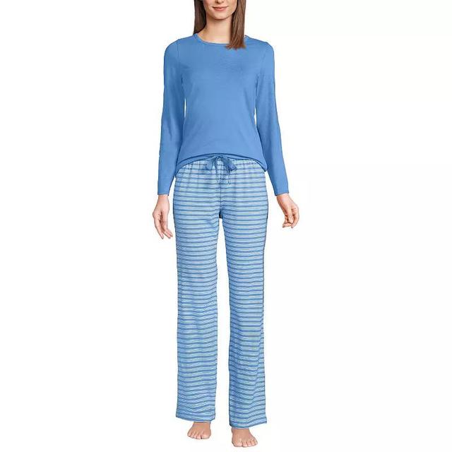 Petite Lands End Womens Knit Long Sleeve Pajama Top & Pajama Pants Sleep Set Product Image