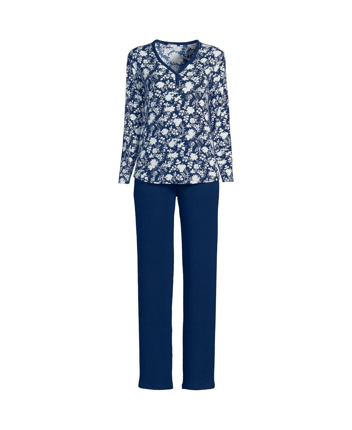 Lands End Womens Cozy 2 Piece Pajama Set - Long Sleeve Top and Pants Product Image