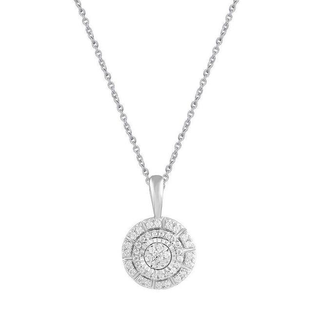 Royal Aura Sterling Silver 1/4 Carat T.W. Diamond Circle Pendant Necklace, Womens Product Image