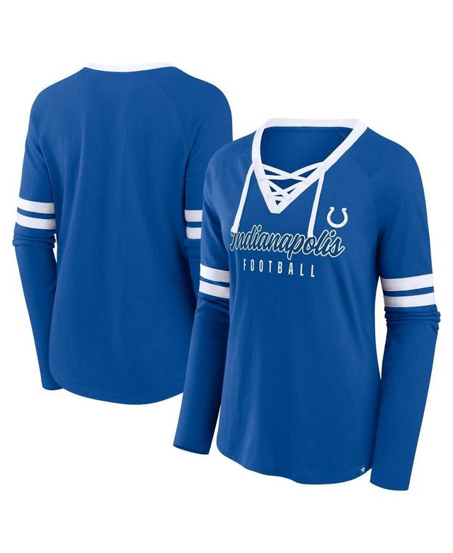 Fanatics Womens Royal Indianapolis Colts Won and Done Lace-Up Long Sleeve Fashion Top Product Image