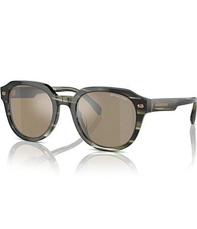 Michael Kors Mens MK2216U 52mm Round Sunglasses - Olive Horn/Olive Green Mirror Product Image