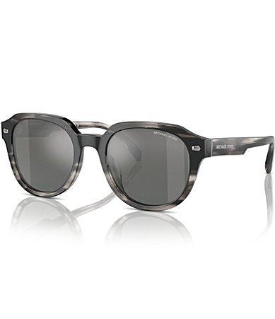 Michael Kors Mens MK2216U 52mm Round Sunglasses - Black Horn/Grey Mirror Product Image