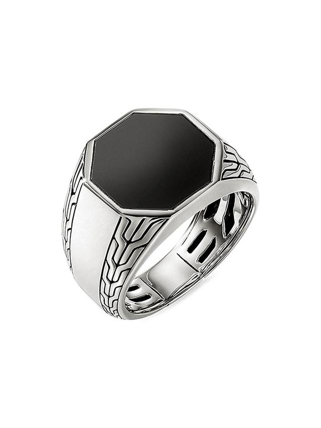 Mens Sterling Silver & Black Onyx Signet Ring Product Image