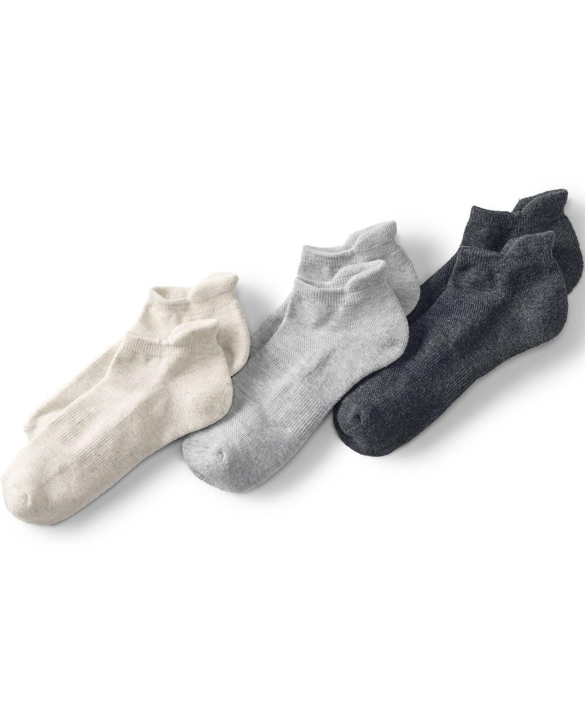 Mens Lands End Performance Ankle Socks 3-Pack Gray Grey Product Image