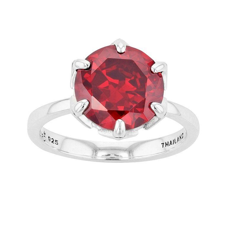 Lavish by TJM Sterling Silver Garnet Cubic Zirconia & Marcasite Ring, Womens Product Image