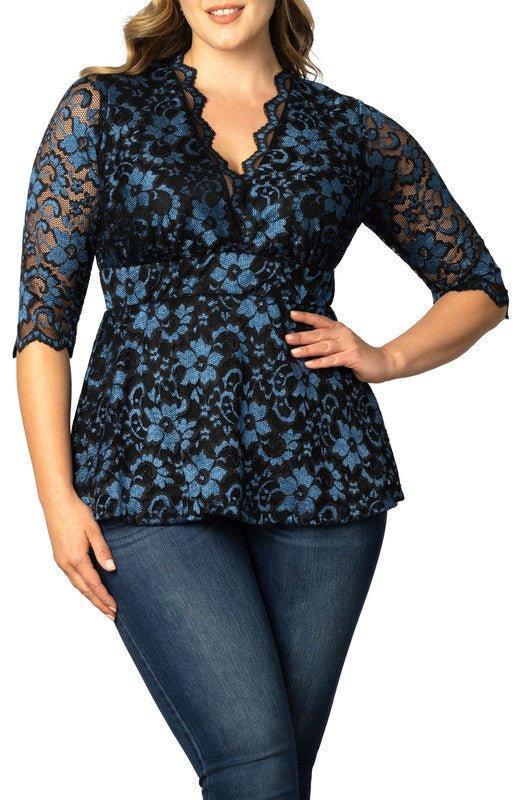 Kiyonna Luxe Lace Empire Waist Peplum Top Product Image