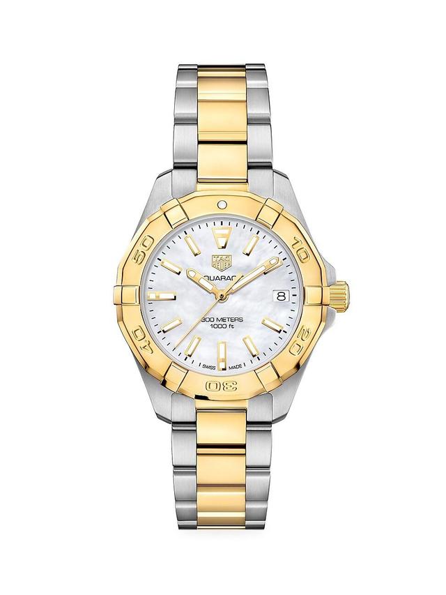 Womens Aquaracer Plated Gold & Stainless Steel Bracelet Watch Product Image