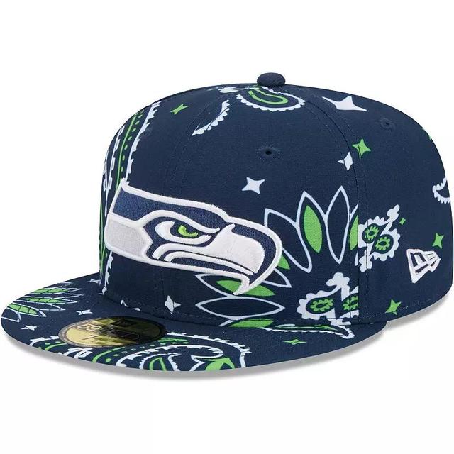 Mens New Era College Seattle Seahawks Paisley 59FIFTY Fitted Hat Blue Product Image