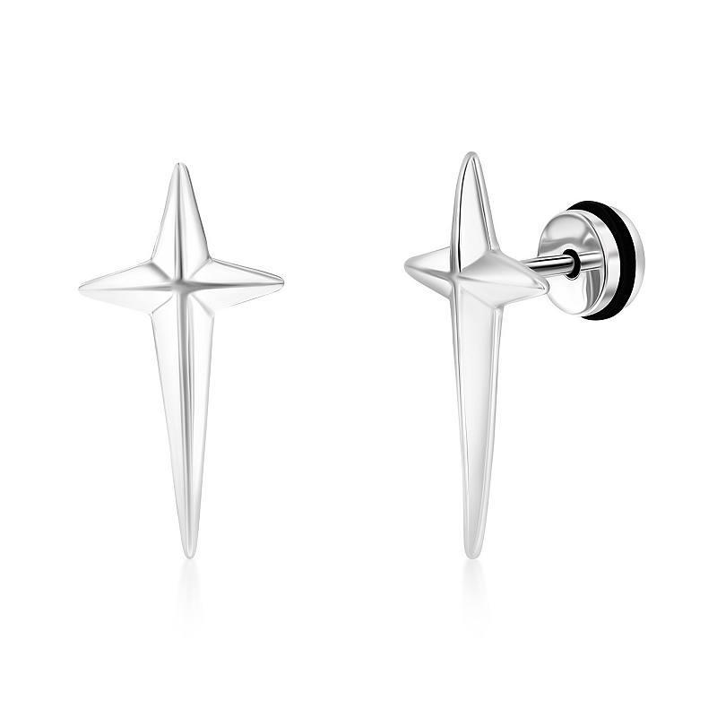 Metallo Stainless Steel Cross Style Earrings, Mens Product Image