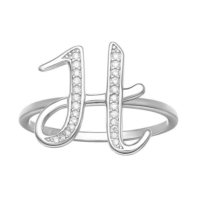 PRIMROSE Sterling Silver Cubic Zirconia Initial Ring, Womens White Product Image