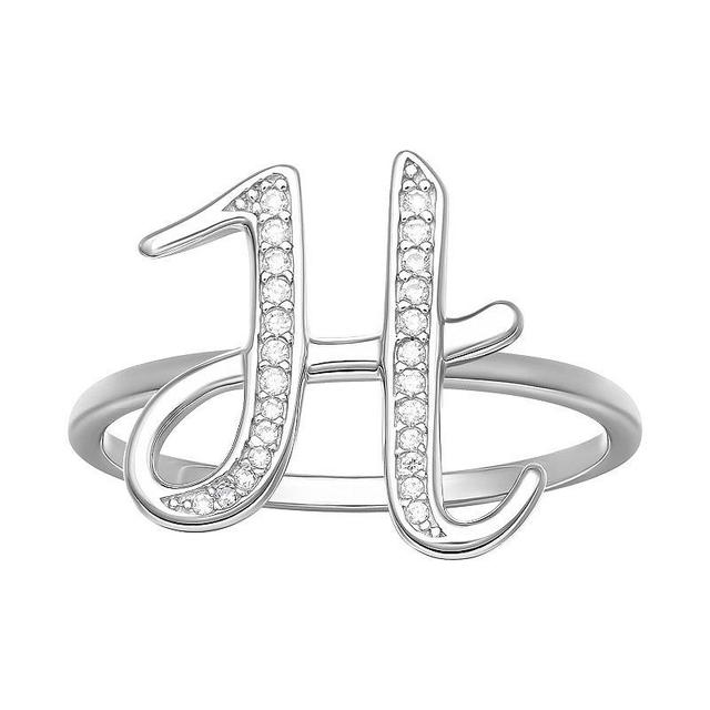 PRIMROSE Sterling Silver Cubic Zirconia Initial Ring, Womens White Product Image